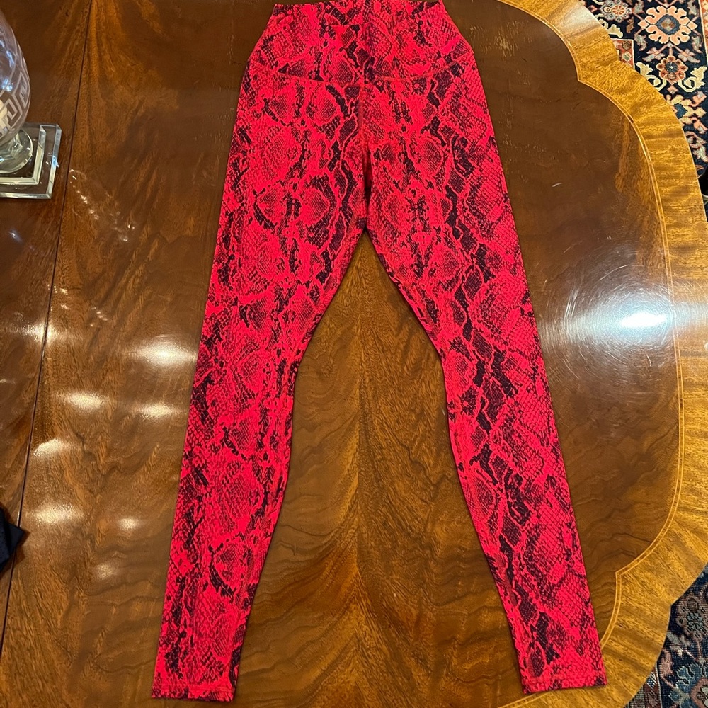 Alo Vapor Red Snakeskin High Wasted Leggings